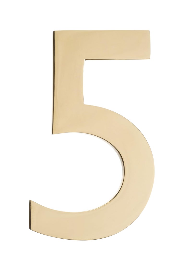 Architectural Mailboxes 3582PB-5 4 inch Solid Floating House Number, Polished Brass - Image 1